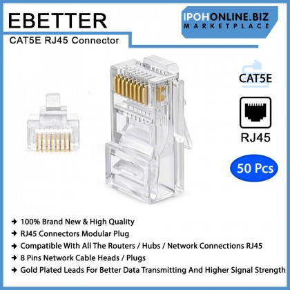 EBETTER CAT5E RJ45 Modular Plug Network Connector - 50 Pcs EBETTER CAT5E RJ45 Modular Plug Network Connector - 50 Pcs